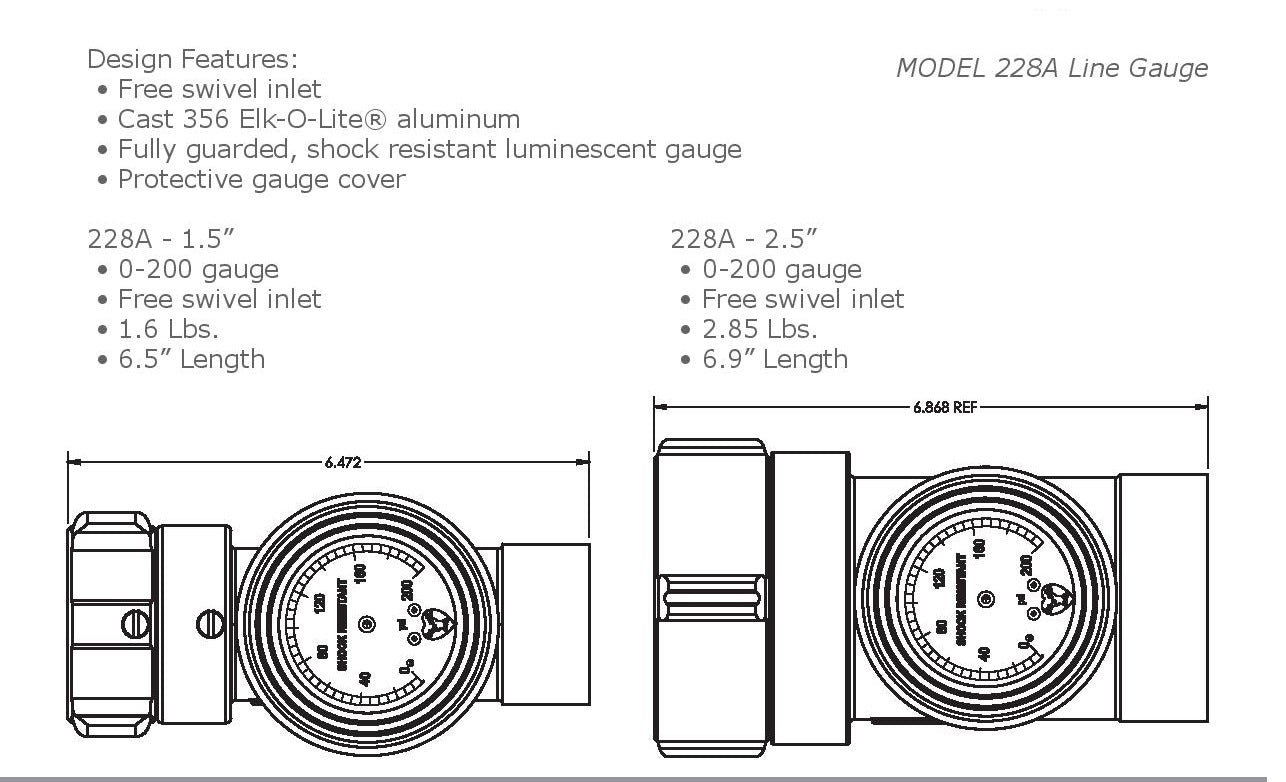 High Rise Line Gauge 228-A, Elkhart Brass 1.5 and 2.5***